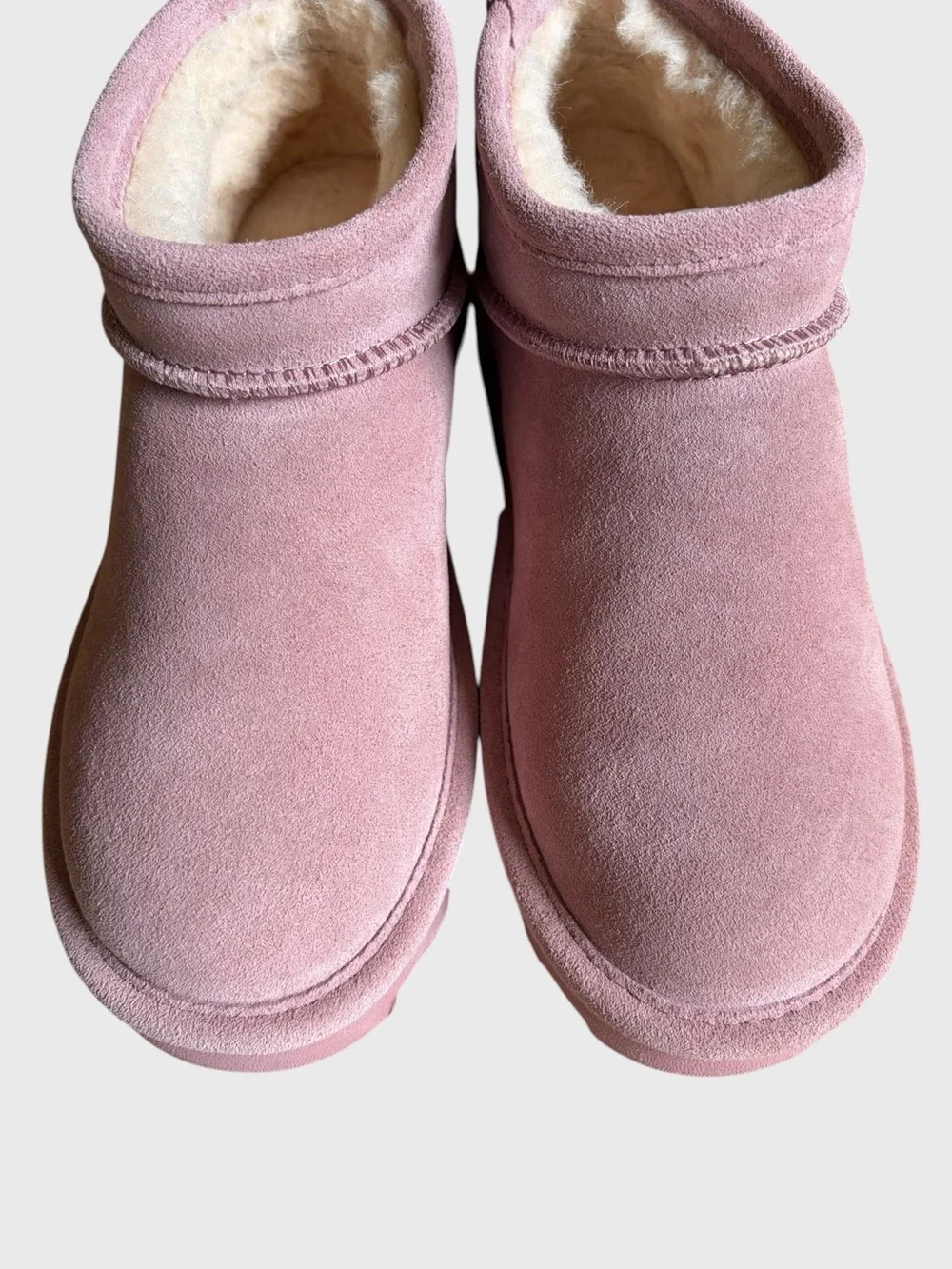 NWB Bearpaw Super Shorty Suede Ankle Boots Women's Size 7 Peony Pink Comfy NEW